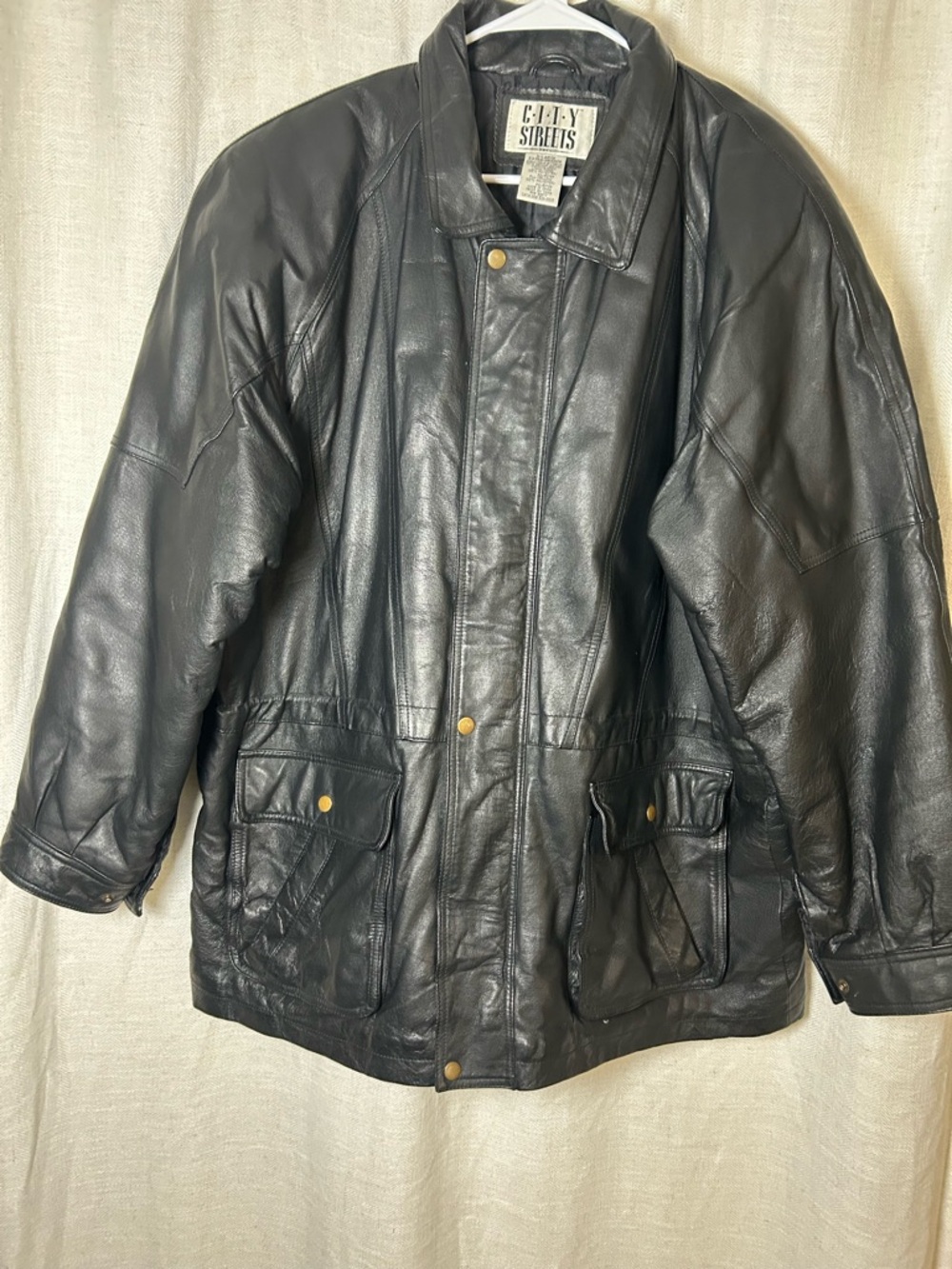 City Streets Black Leather Snap-Front Jacket